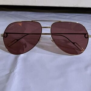 Cartier Sunglasses Mens Gold Red Aviator Metal Tinted Made In France Case